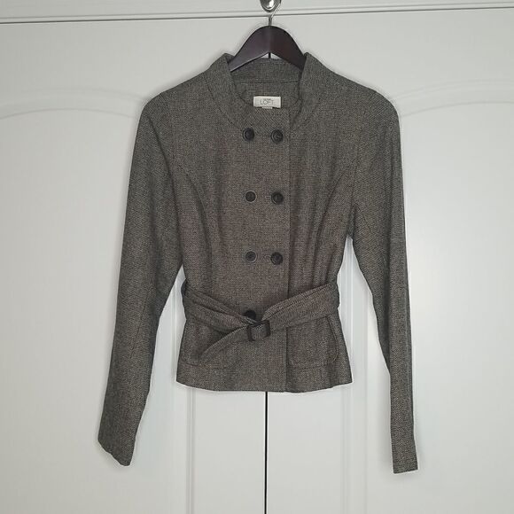 Ann Taylor LOFT Double-Breasted Herringbone Career Jacket - Picture 4 of 9